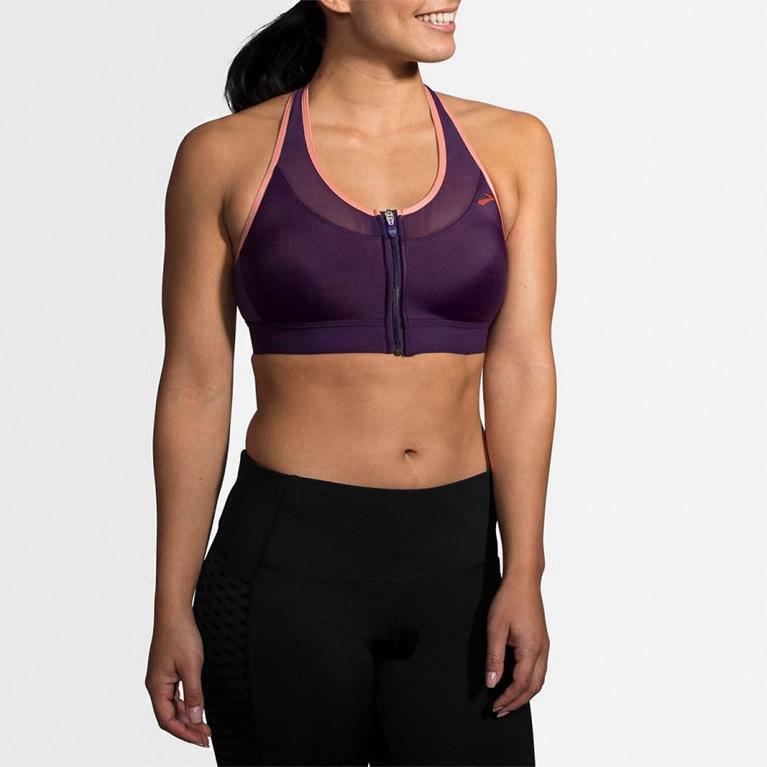 Brooks Fastforward Zip NZ - Women's Running Bra - Purple (58431-XFYO)